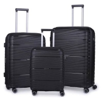 Pierre Cardin Montpellier Trolley Luggage Spinner 3 Piece Set Black