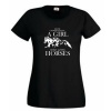 Think Out Loud Ladies "A Girl who Loves Horses" Short Sleeve Tshirt Black Photo
