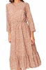I Saw it First - Ladies Tan 3 4 Sleeve Midi Dress Photo