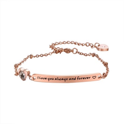 I Love You Always and Forever Rose Gold Plated Bracelet