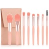 Blush Pink 8 piecess Travel Makeup Brush Set With Bag Photo