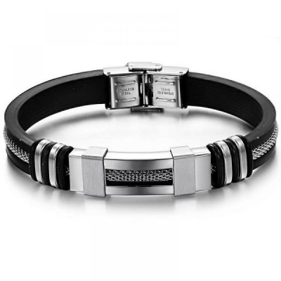 Photo of Michris Stainless Steel & Silicone Bracelet - Wrist Band