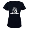 Peeking Bloodhound - Ladies - T-Shirt - Black Photo