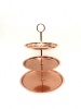 3-Tier Cup Cake Stand with Beaded Edging-Rose Gold Finish Photo