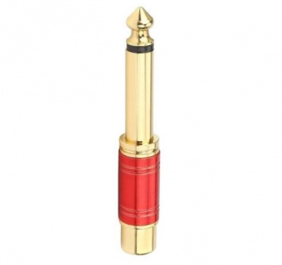 Photo of Cyberdyne 6.35mm Mono Male to RCA Female Adaptor Pro-Gold Red