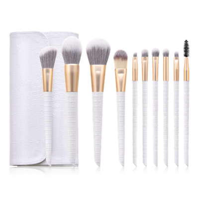Photo of 10-Piece White Ombre Makeup Brush Set with Pouch