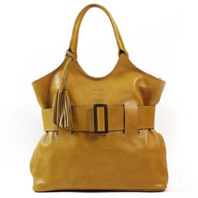 Photo of Nuvo - Genuine Leather Belted Handbag in Yellow