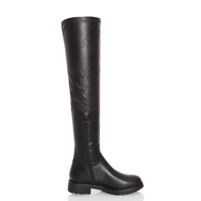 Photo of Quiz Ladies Black Faux Leather Over The Knee Boots - Black