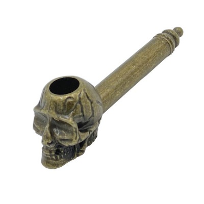 Cannabis Dry Herb Skull Design Metal Smoking Pipe