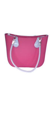 Eva Classic Handbag Pink PU Leather White Inner Drop Handles