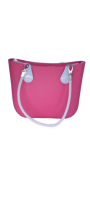 Eva Classic Handbag Pink PU Leather White Inner Drop Handles