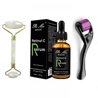 Retinol C Serum With Derma Roller Jade Roller Facial Massager