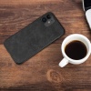 NXTech iPhone 12 Mini Black Leather Back Shockproof Case - Premium Feel Photo