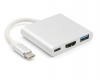 USB 3.1 Type C to USB 3.0 HDMI Type C 3" 1 Charging Adapter - Silver Photo