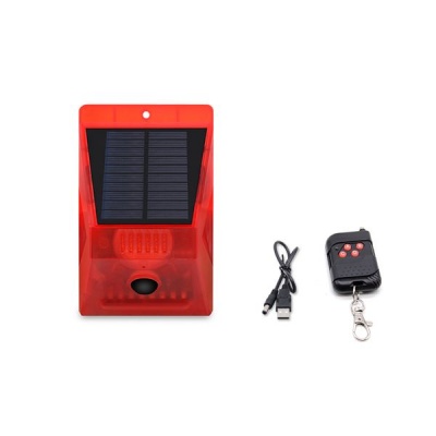 Motion Sensor Security Solar Alarm Lamp Red Remote Control MRUL