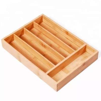 GigaBloc Bamboo Cutlery Tray Kitchen Drawer Organiser