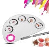 Half-Round 6 Holes Stainless Steel Mixing Paint Palette With Spatula Tool Photo
