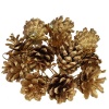 BUFFTEE 12 Tiny Pine Cone Christmas Tree Baubles - Gold Photo