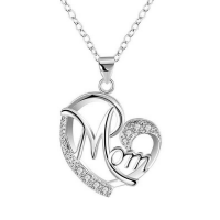 Silver Mothers Day Beauty Heart Shaped Necklace