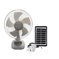 12 Rechargeable Desk Fan LED Light And Light Bulbs And Solar Panel JA 68