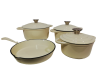 Authentic 7 piecess Cream Cast Iron Cookware Set