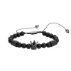 Matte Black Agate Crown Braid Bracelet Photo