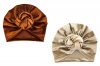 Velvet Rose Baby Girl Turban - Copper & Beige Photo