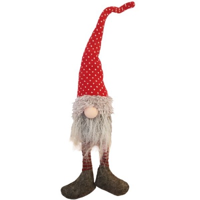 Photo of The Nordic Collection Red & White Spotted Sitting Scandinavian Gnome Dangly Legs Home Decor 40CM