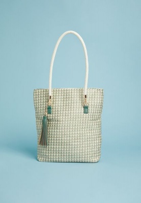 Photo of Women's Superbalist Woven Shopper Bag With Tassel - Green/Black/White