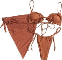 Womens Wrap Triangle Bikini Bathing Suits with Mesh Beach Skirt