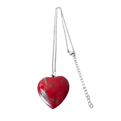 Unakite Polished Gemstone Heart Pendant Necklace