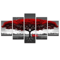 Pix Perfect Prints Red Tree Scenery Bench