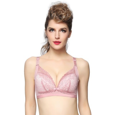 Photo of Unicoo Comfort Lace Middle Open Nursing Bra - Coral - C Cup