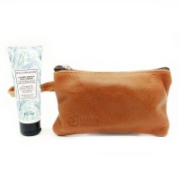 Minx Genuine Leather Gift Set Make Up Bag and Hand Cream