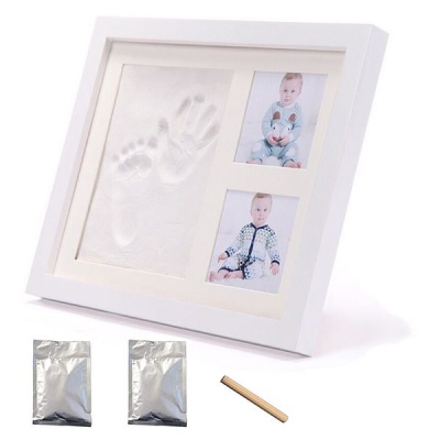 Photo of AfriWow DIY Baby Handprint & Footprint with Wooden Photo Frame and Mould Kit -Brown