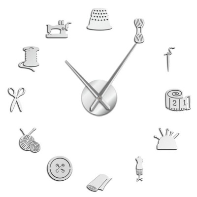 Photo of Tailor Shop Decorative DIY Large Wall Clock for Living Room - Silver