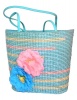 Fino Straw Beach Bag with Front Flower Details Photo