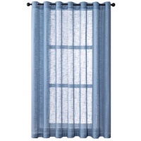 Matoc Designs Readymade Curtain Eyelet Linen Textured Sheer Blue