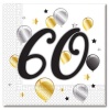 Generic Milestone 60th Birthday Balloon & Stars 2Ply Napkins 33cm x 33cm Photo