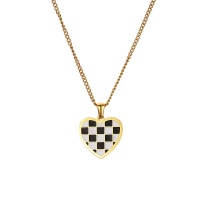 Trendy Titanium 18K Gold Plated Checkered Necklace
