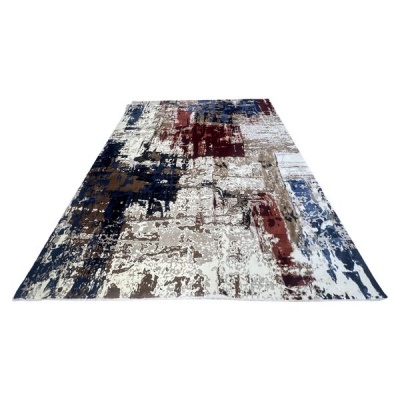 Abstract Beige Blue Rug 400 x 300 cm