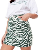 I Saw it First Ladies Emerald Green Zebra Print Denim Mini Skirt Co Ord