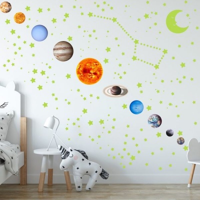 Stanley Dawn Glow in The Dark Stars 525 Piece Wall Stickers Solar System Space