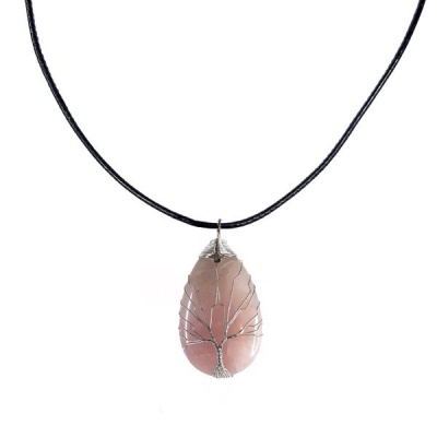 Photo of Earth Stone Collection - Wire Tree Of Life - Rose Quartz Stone Necklace