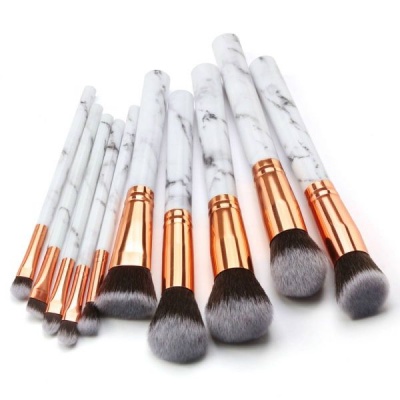 Photo of 8 Piece - Makeup Brush Set - Marble Painted Handles