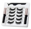 Grade A Fiber 5D Magnetic Eyelashes with Applicator & 2 Eyeliner 5 Pairs Photo