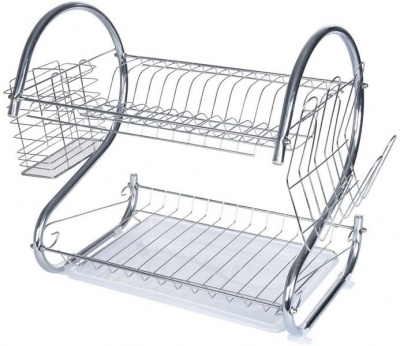 Photo of Stainless Steel 2-Layer Dish Drainer Drying Rack for Kitchen Storage