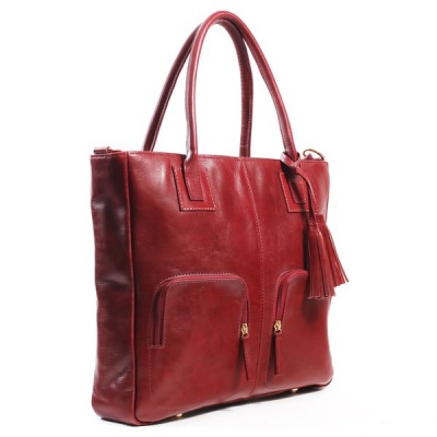 Photo of Bag Addict NUVO Aura Genuine Leather 15" Laptop Handbag Red