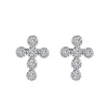 Embellished -Mini Studded 925 Sterling Silver Zirconia Cross Earrings Photo