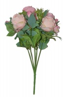 AZAZ ENTERPRISE Artificial Flower Bunch 50cm Roses Close Pink Peach